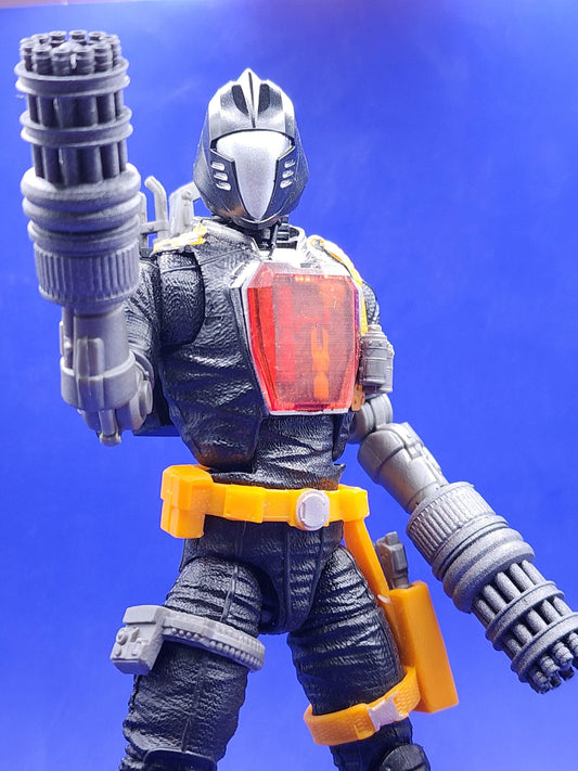 Pair (x2) of gun metal GI Joe bat mini "gatling gun" - 1/12 scale BAT Attachments