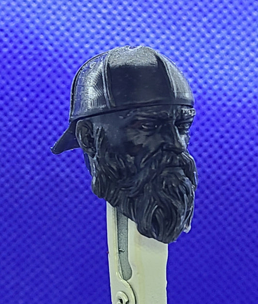 Unpainted Bearded Head with backwards hat - 1:12 scale