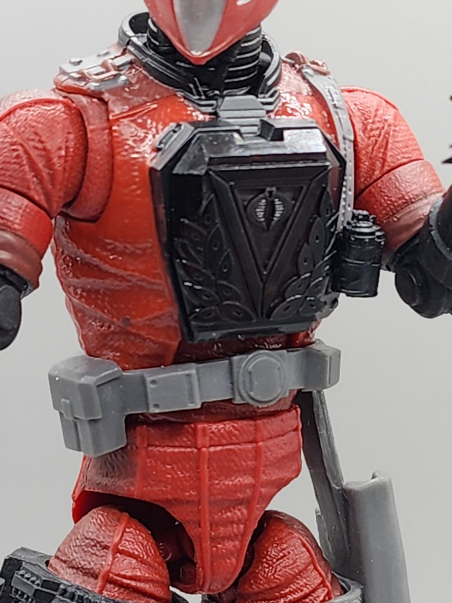 Pack of 3 GI Joe BAT transparent graphite crimson guard replacement chest pieces - 1/12 scale