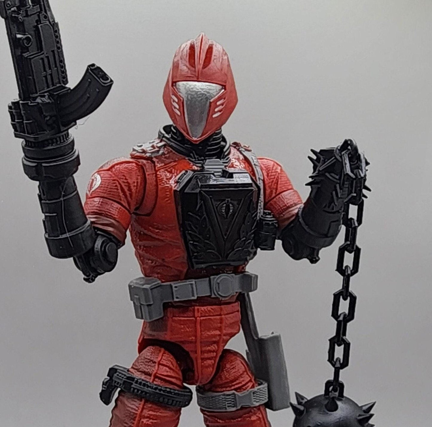 Pack of 3 GI Joe BAT transparent graphite crimson guard replacement chest pieces - 1/12 scale