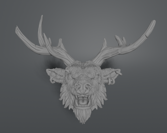 Hjörtr (Damaged) of the Long Night the Dark Christmas Reindeer Head (unpainted)