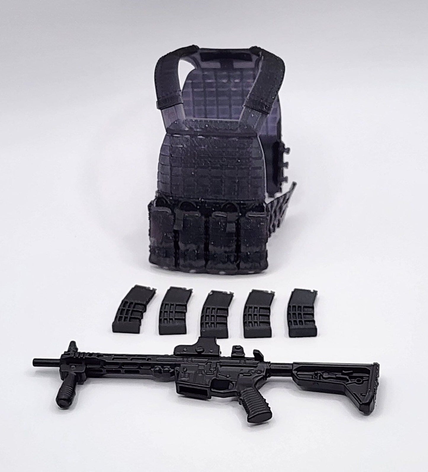 Tactical vest with ar-15 and 5 mags - 1/12 scale