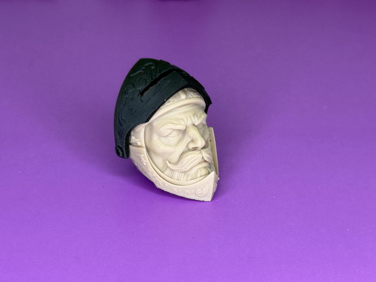 Sir Percival Twirlmane, knight head and face shield – Mythic Legions 1.0 scale