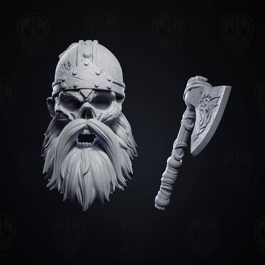 Hrolfinn Cold-Heart, ancient Draugr undead viking head (unpainted)