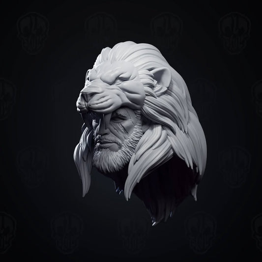 Heracles with Lion Skin, ancient greek demi-god head (unpainted)