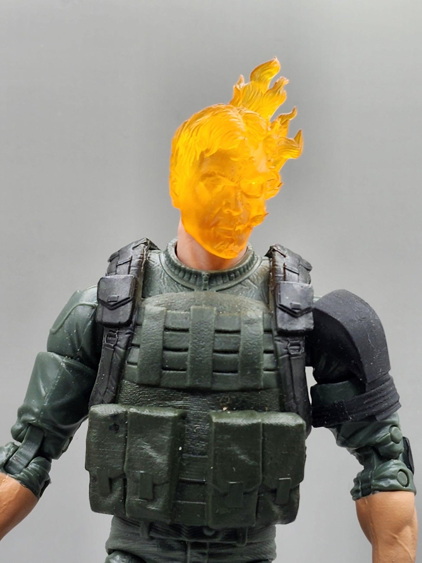 Transparent Orange Flaming Ghost Rider Skull head - 1/12 scale