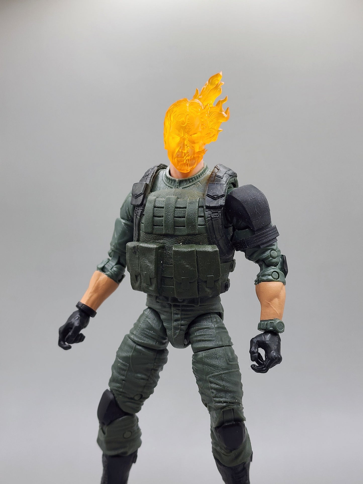Transparent Orange Flaming Ghost Rider Skull head - 1/12 scale
