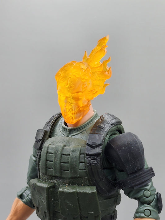 Transparent Orange Flaming Ghost Rider Skull head - 1/12 scale