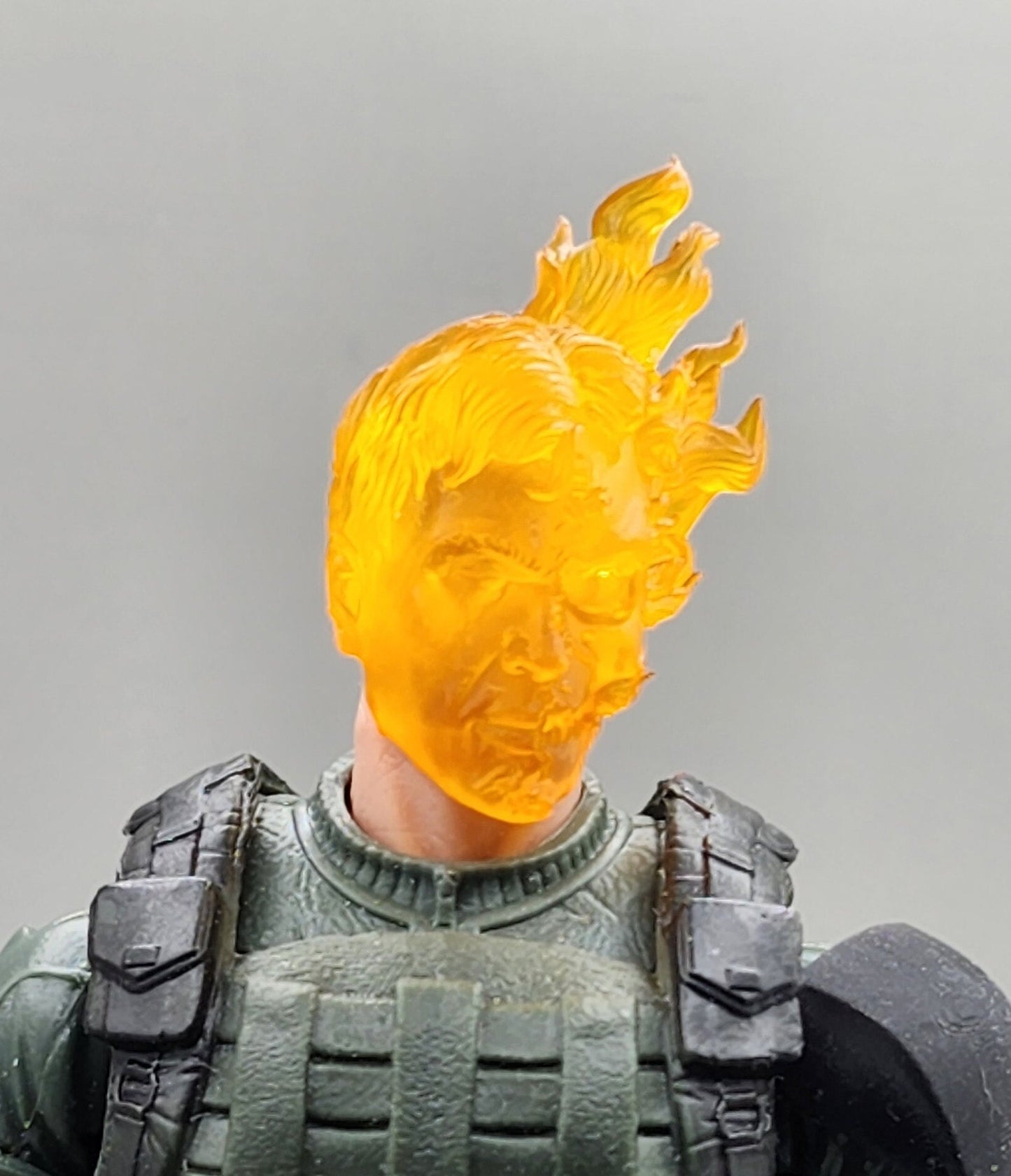 Transparent Orange Flaming Ghost Rider Skull head - 1/12 scale