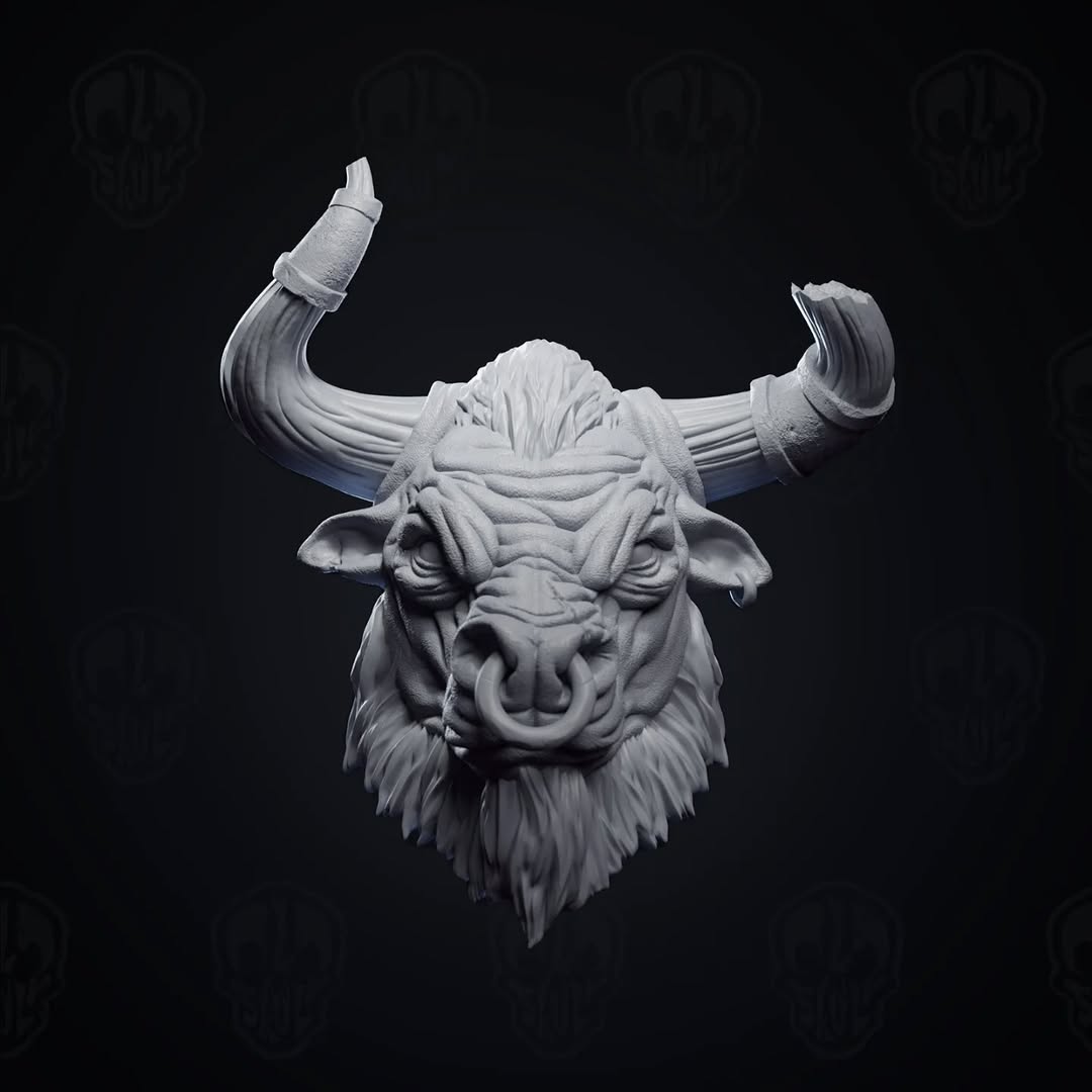 Maulscar, the war torn minotaur head (unpainted)
