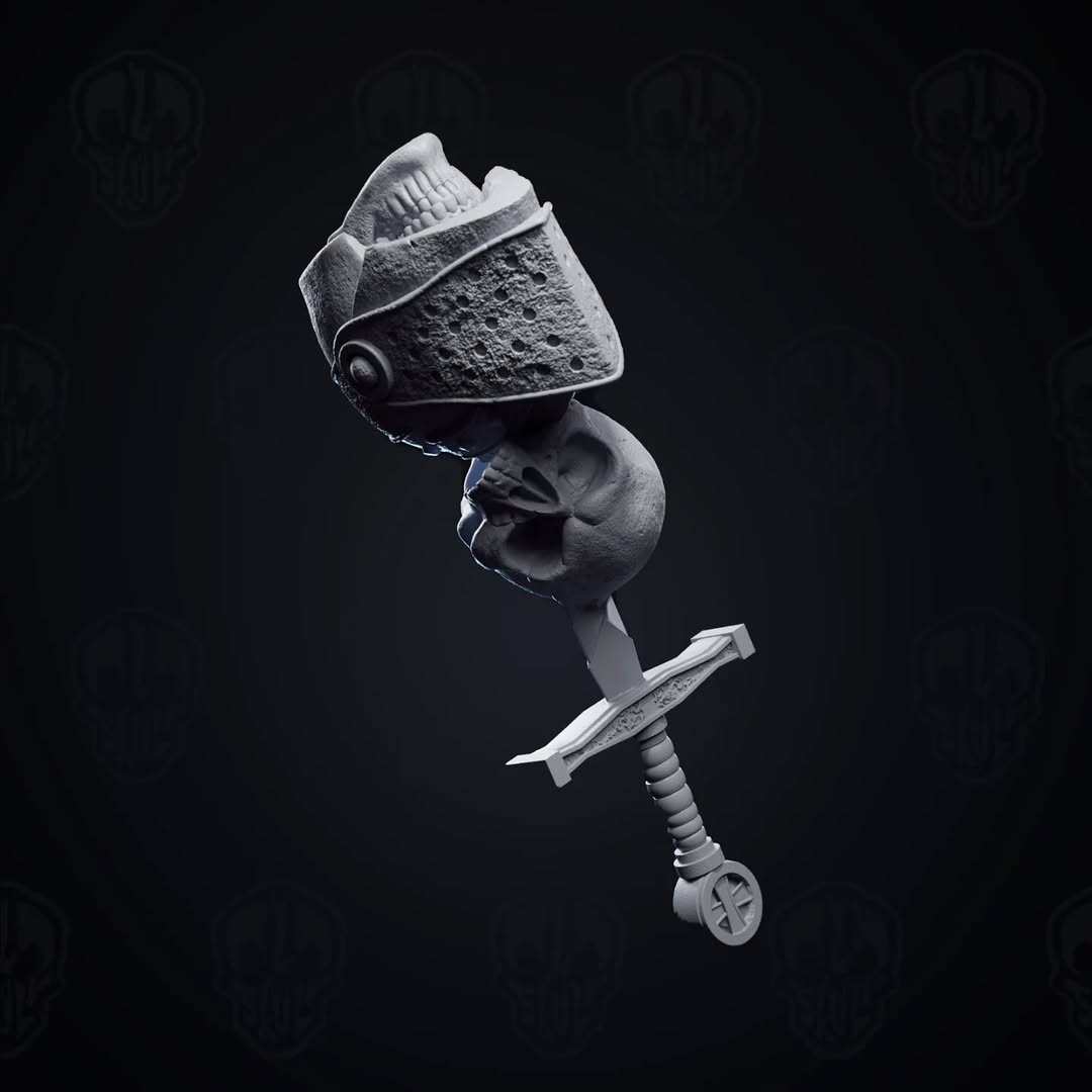 Skewebur, the excalibur homage knight head/sword (unpainted)