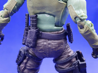Belt with holster, handgun, 2 pistol mags, and 2 rifle mags - 1/12 scale 3d printed loadout