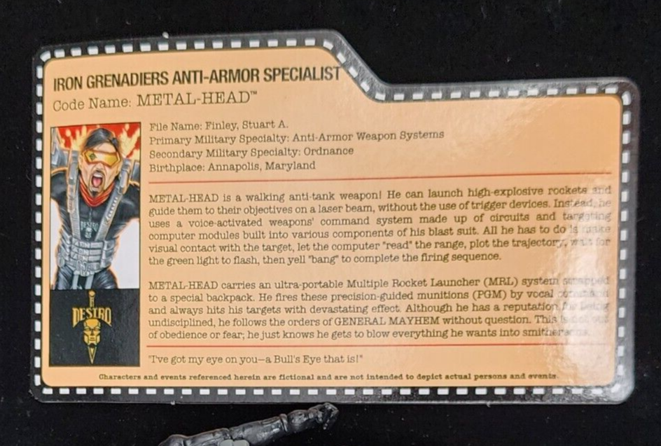 GI Joe Con JoeCon 2015 Metal Head with file card2