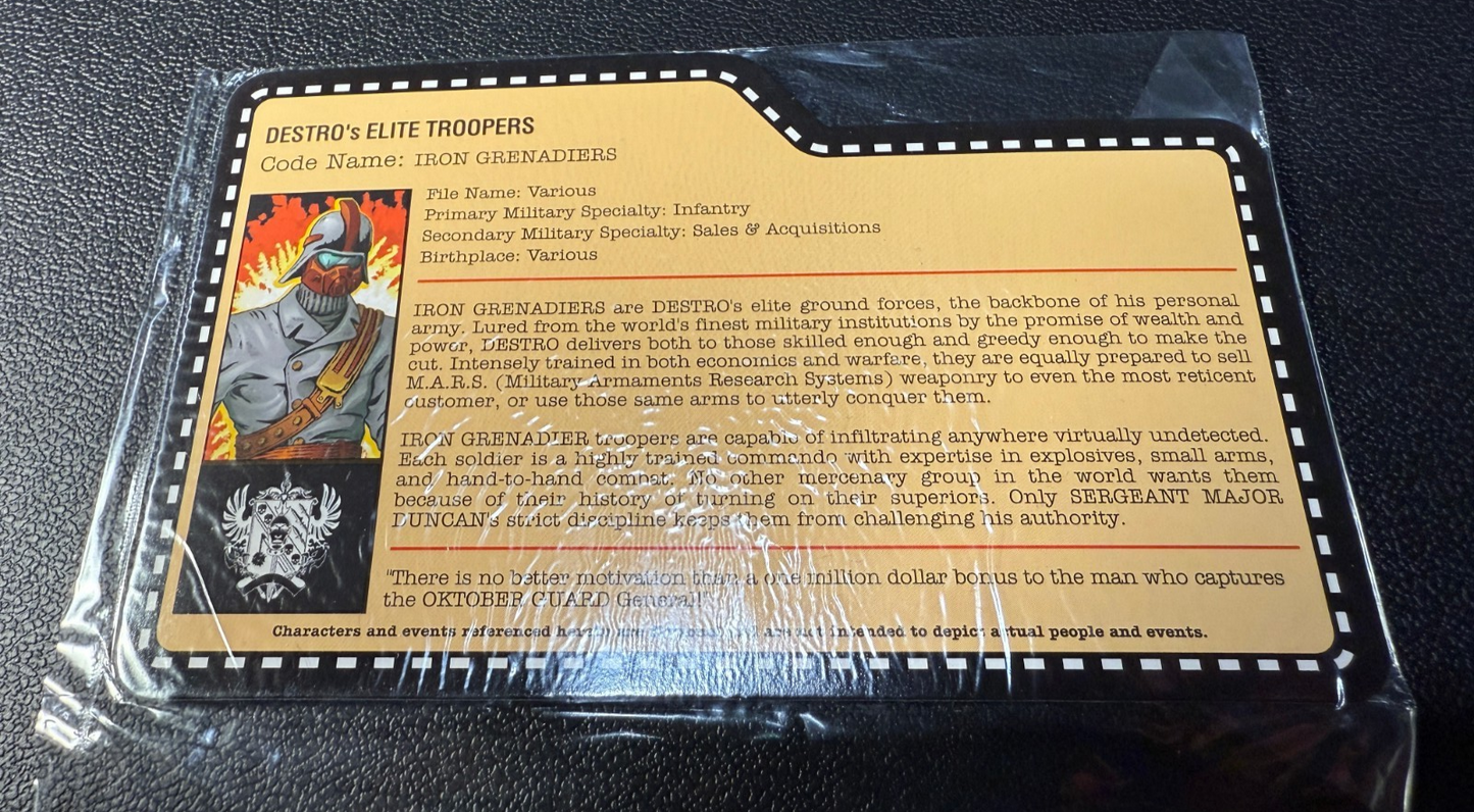 GI Joe JoeCon 2012 Iron Grenadier Destro's Elite Trooper Complete with file card2
