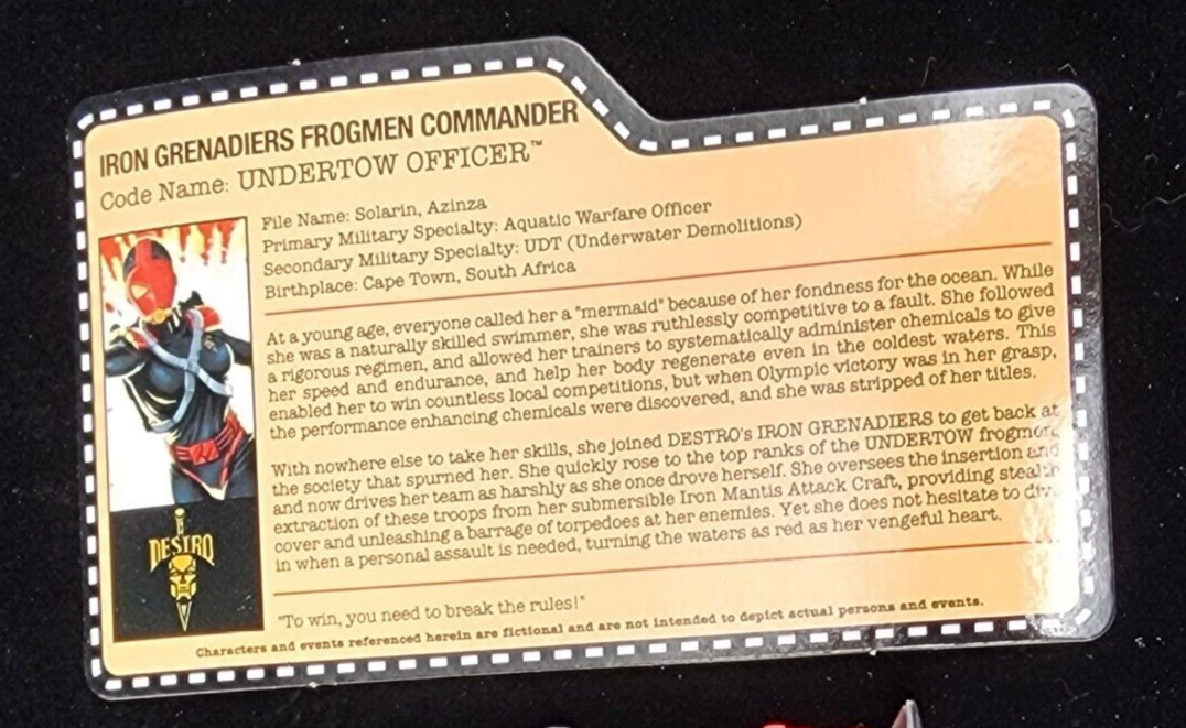 GI Joe Con JoeCon 2015 Destro's Frogmen Undertow Officer with file card2