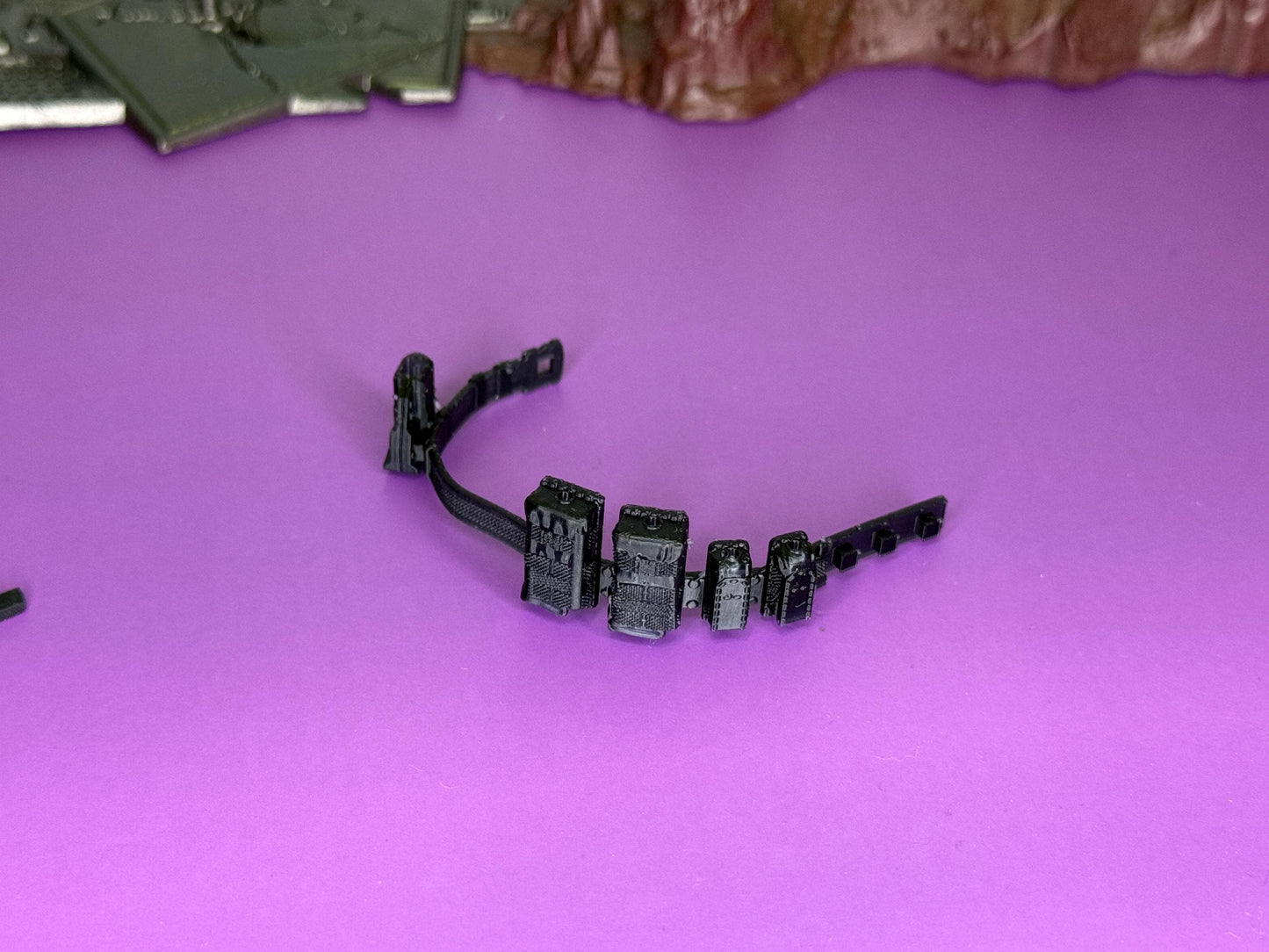 Belt with holster, handgun, 2 pistol mags, and 2 rifle mags - 1/12 scale 3d printed loadout