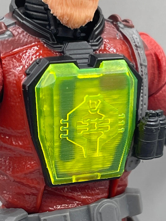 Set of 3 Bright Green Classified BAT symbol replacement chest plateS - 1/12 scale