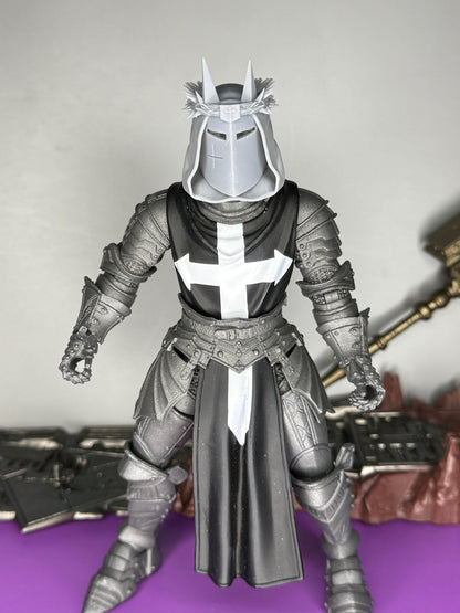 Lord Kaelan of the Spiked Aegis, holy knight helmet and head plug - Mythic Legions 1.0