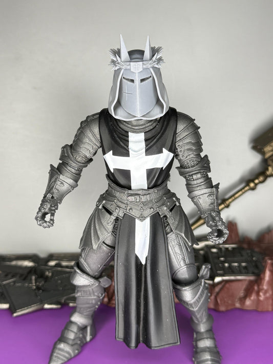 Lord Kaelan of the Spiked Aegis, holy knight helmet and head plug - Mythic Legions 1.0
