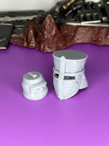 Sir Roland Stormrider, crusader knight helmet and head plug – Mythic Legions 1.0