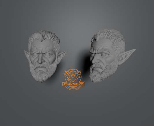 Aric, the bearded Elven hero head (unpainted)