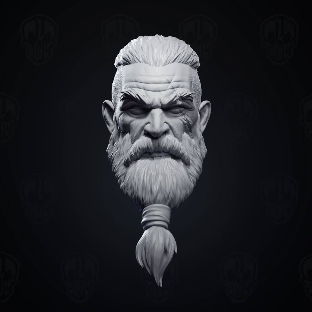 Bjorngrim, bear warrior viking head (unpainted)