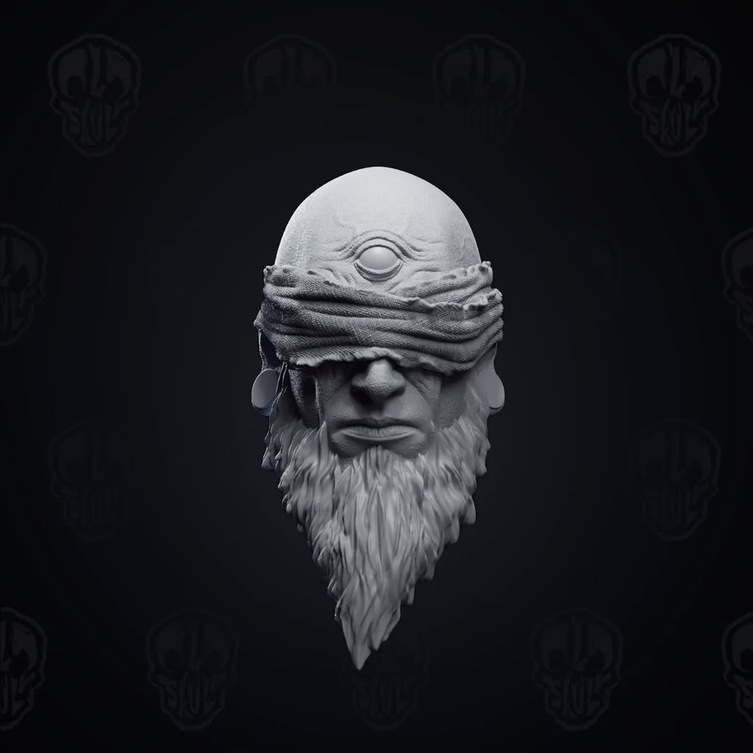 Ezrath v2, the blindfolded awakened sorcerer head (unpainted)