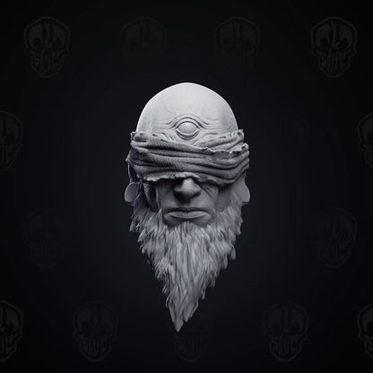 Ezrath v2, the blindfolded awakened sorcerer head (unpainted)