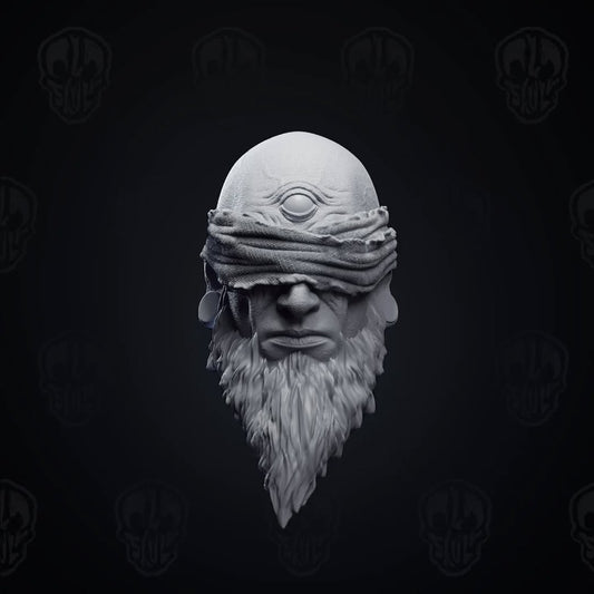 Ezrath v2, the blindfolded awakened sorcerer head (unpainted)