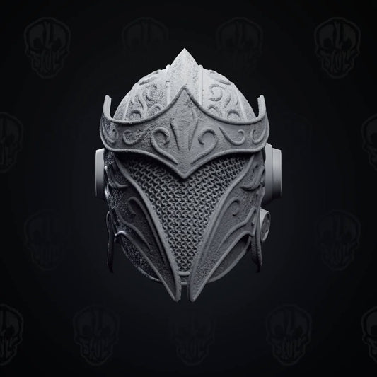The Dark Fantasy Chainmail Helmet Head (unpainted)