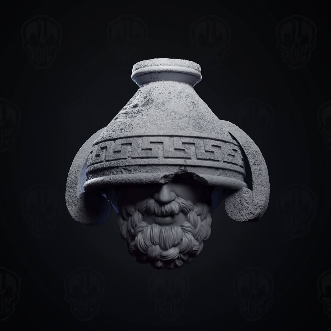 Old Dionysis, ancient greek diety head (unpainted)