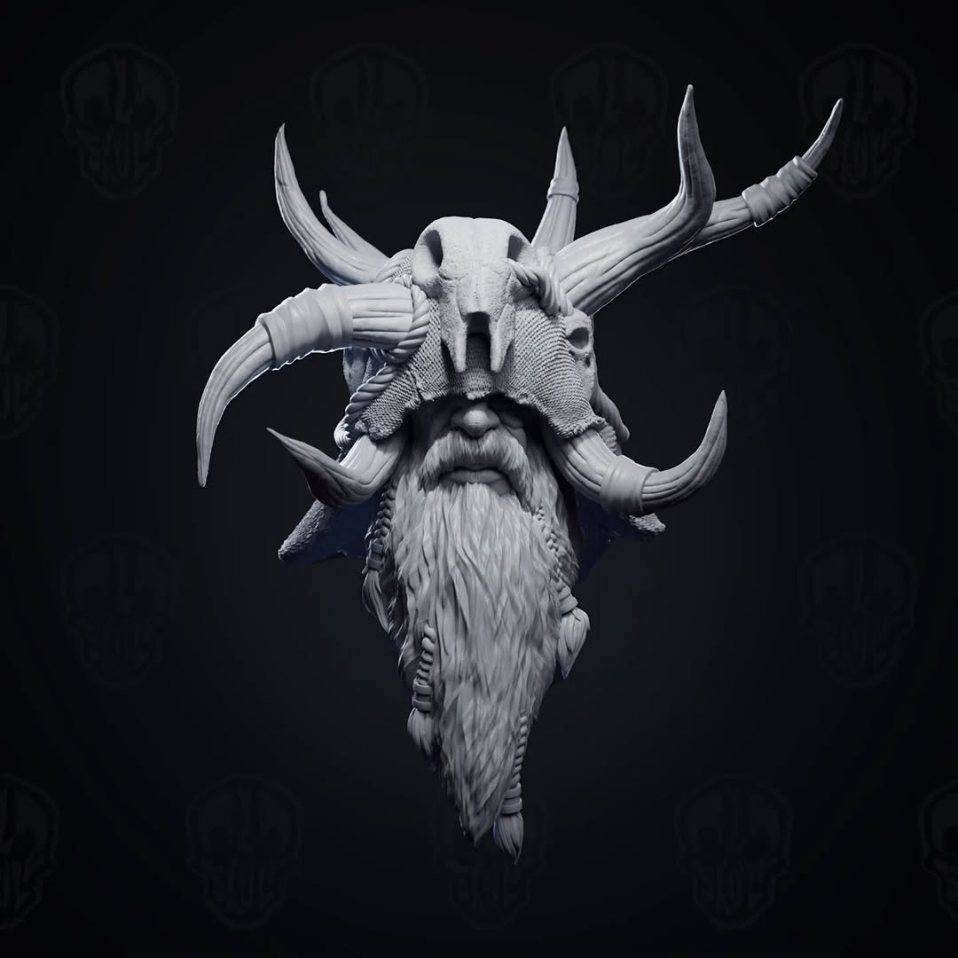 Eldgrimr the Blood-Rune Shaman, viking head (unpainted)