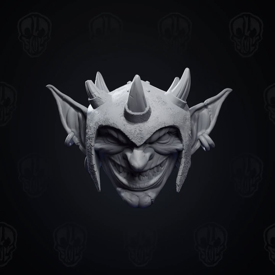 Skulgutter, the helmeted goblin head (unpainted)