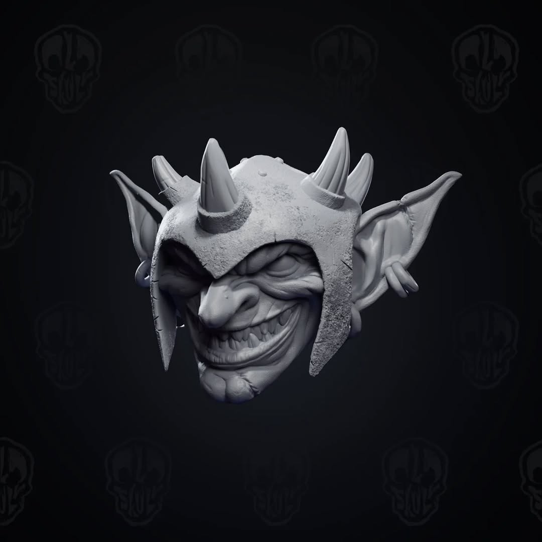 Skulgutter, the helmeted goblin head (unpainted)