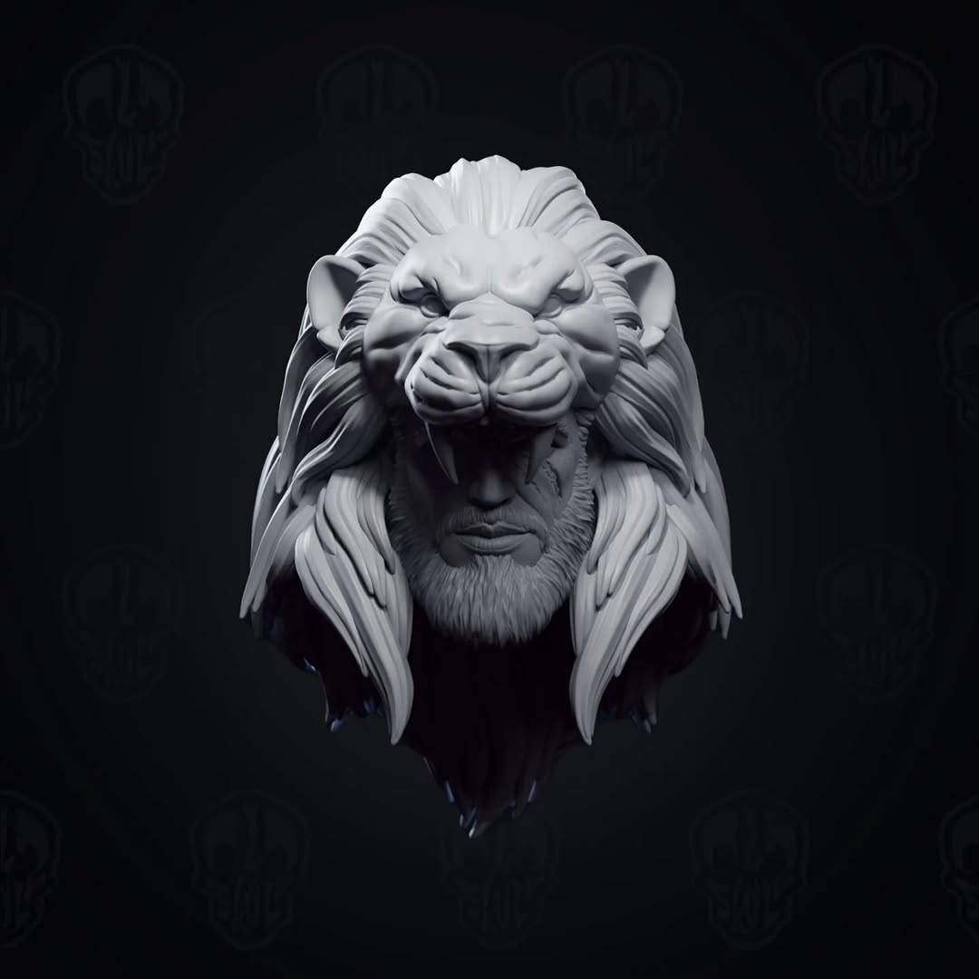 Heracles with Lion Skin, ancient greek demi-god head (unpainted)