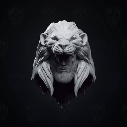 Heracles with Lion Skin, ancient greek demi-god head (unpainted)