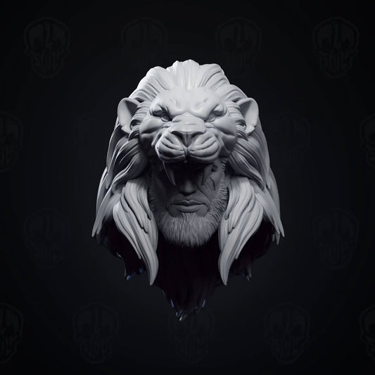 Heracles with Lion Skin, ancient greek demi-god head (unpainted)