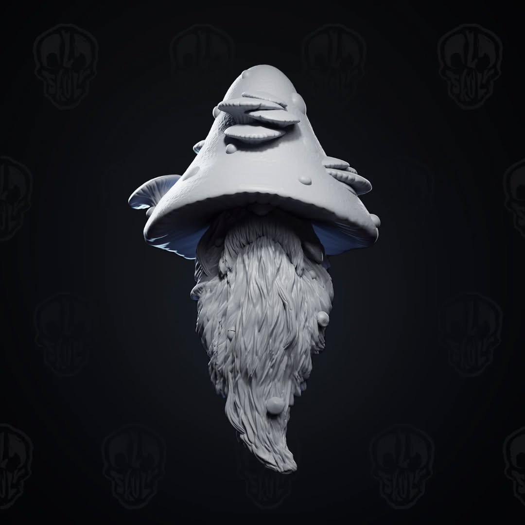 Fizzlecap Luminshroom, the epic mushroom wizard head (unpainted)