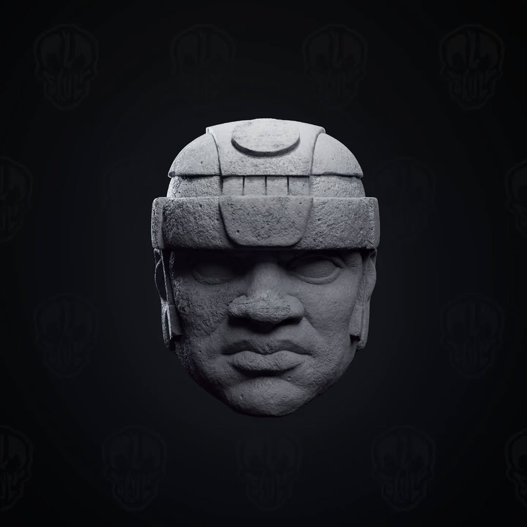 Tenok the Carved, ancient olmec head (unpainted)