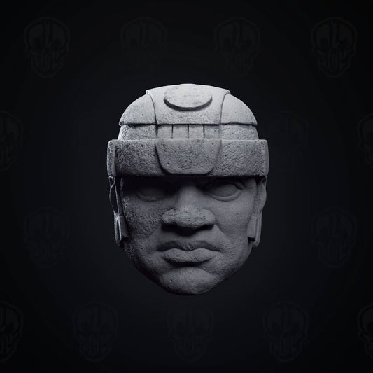 Tenok the Carved, ancient olmec head (unpainted)