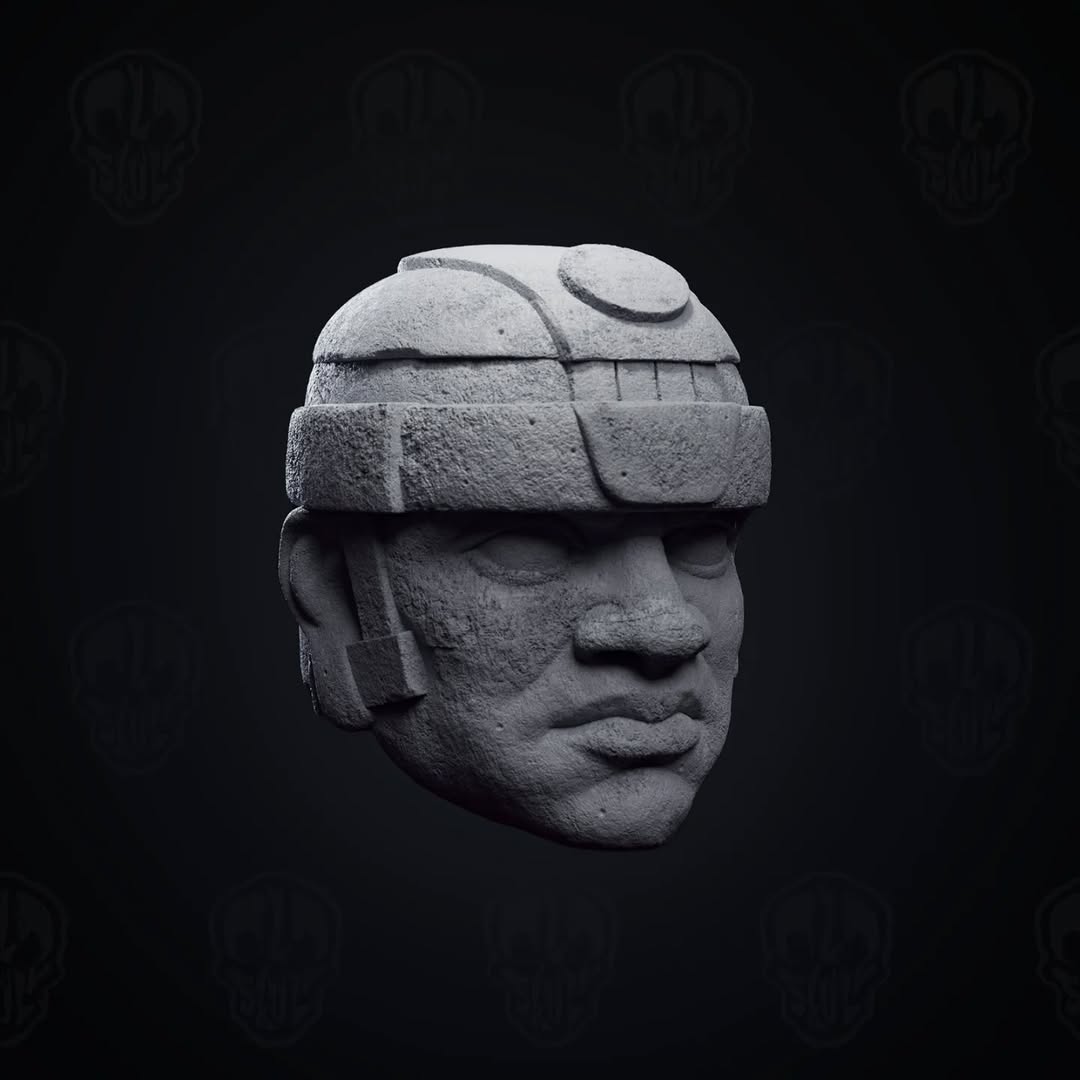 Tenok the Carved, ancient olmec head (unpainted)