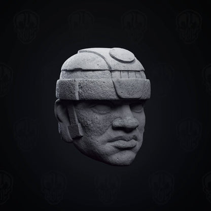 Tenok the Carved, ancient olmec head (unpainted)