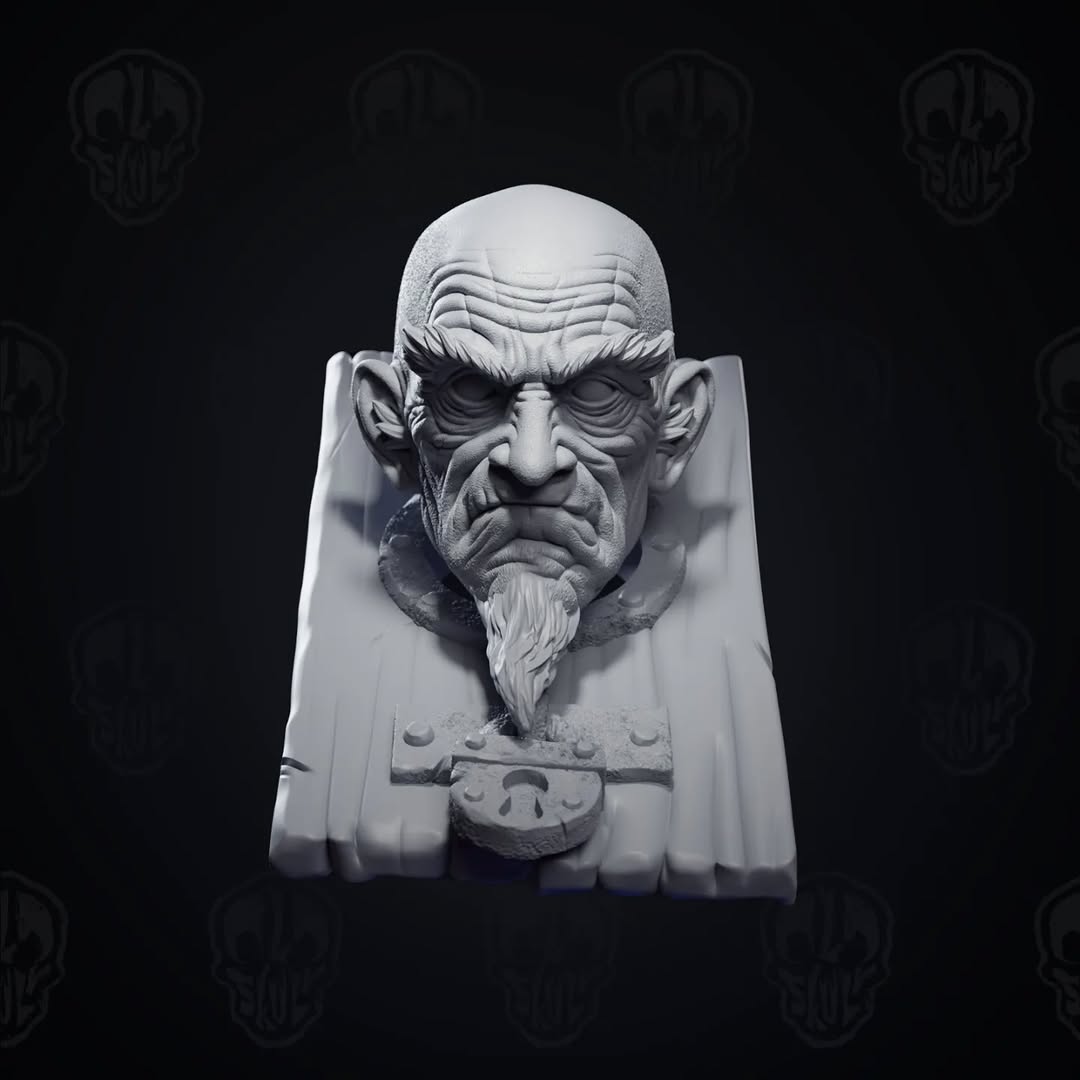 Barlow, the prisoner head with pillory (unpainted)