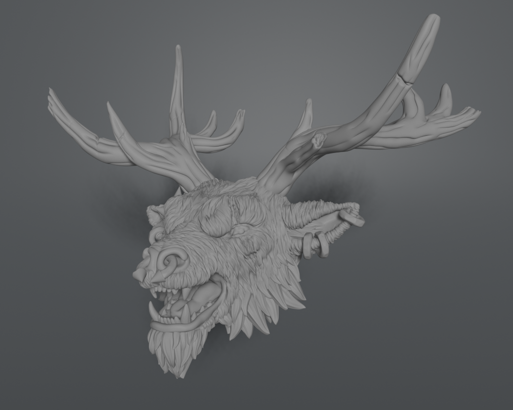 Hjörtr (Damaged) of the Long Night the Dark Christmas Reindeer Head (unpainted)