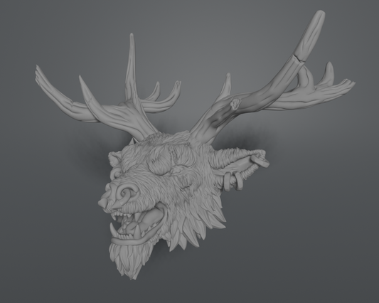 Hjörtr (Damaged) of the Long Night the Dark Christmas Reindeer Head (unpainted)
