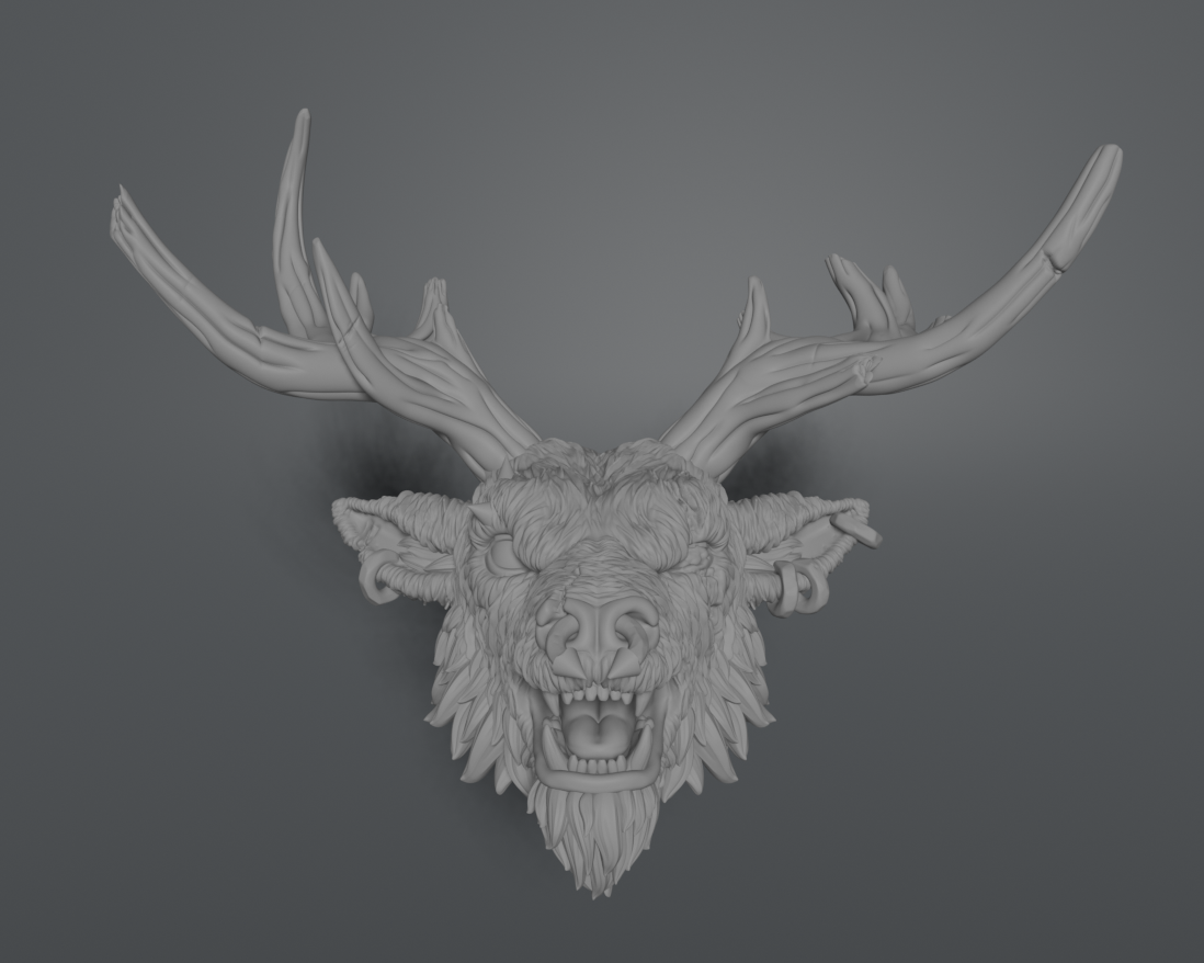 Hjörtr (Damaged) of the Long Night the Dark Christmas Reindeer Head (unpainted)