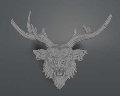 Hjörtr (Damaged) of the Long Night the Dark Christmas Reindeer Head (unpainted)