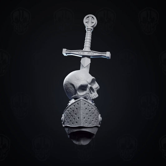 Skewebur, the excalibur homage knight head/sword (unpainted)