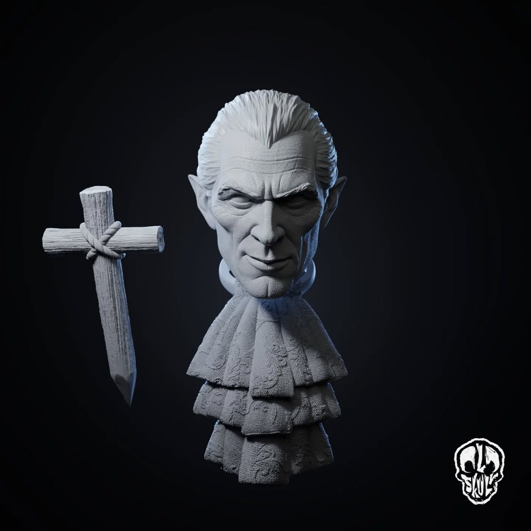 Vampire Aristocrat Head with Cross Stake (unpainted)