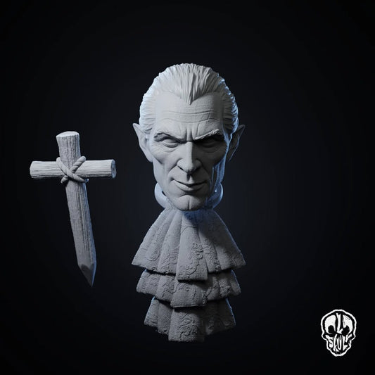 Vampire Aristocrat Head with Cross Stake (unpainted)